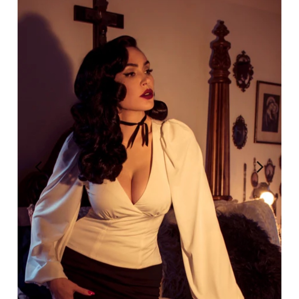 Stylish White Blouse with Black Skirt